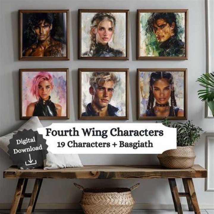 Fourth Wing Characters Art Printable Word Searches