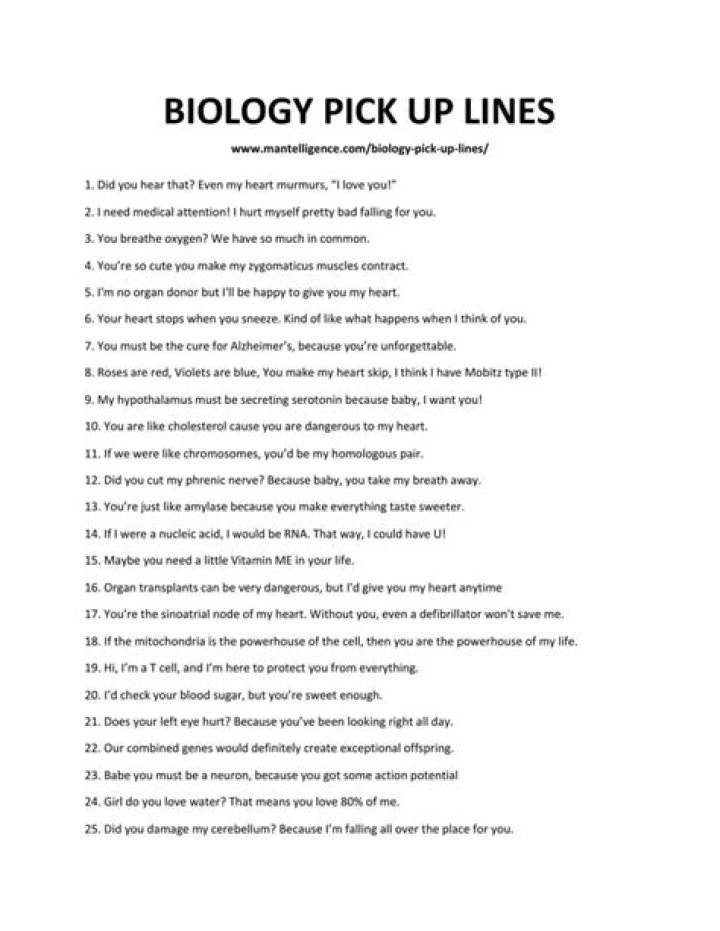 Pick Up Lines About Biology The Perfect Way To Charm A Science Lover